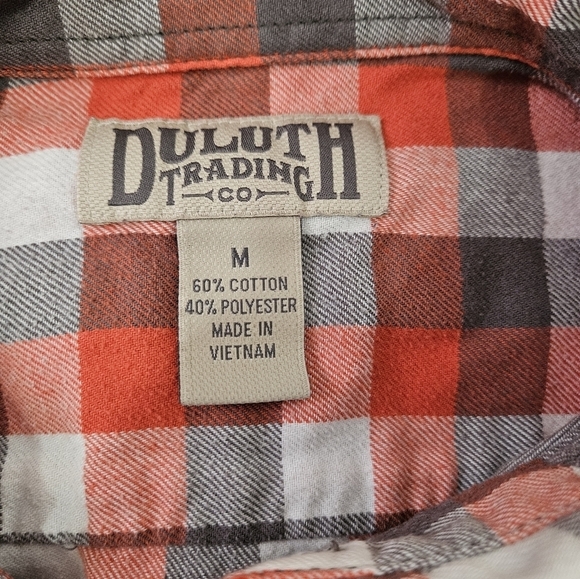 Duluth Orange & Gray Plaid Flannel Button Down Shirt‎ Size Large Men's - Picture 6 of 8